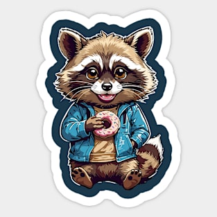 raccoon with donuts Sticker